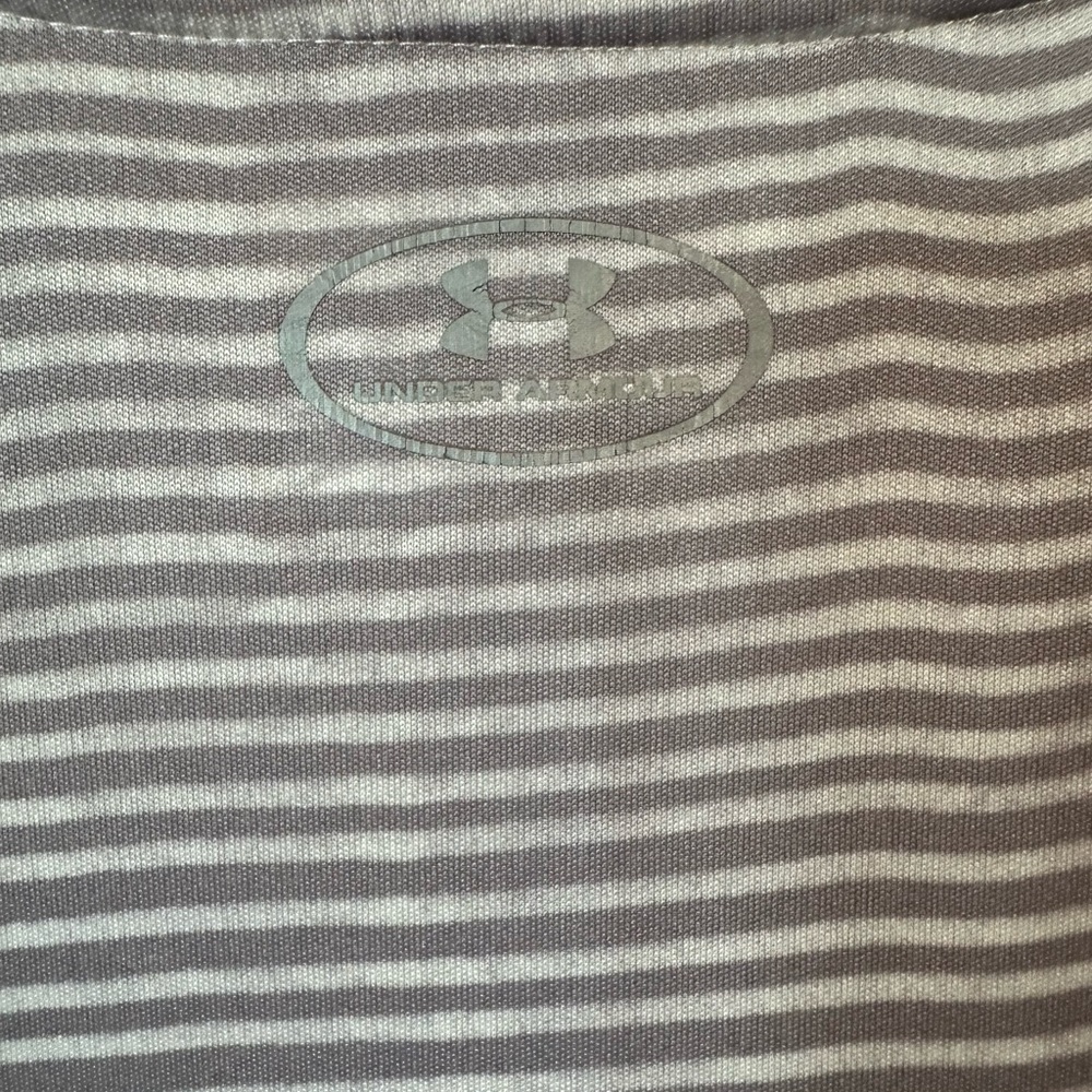 Under Armour top. Khaki & white striped. Medium. - Picture 8 of 11